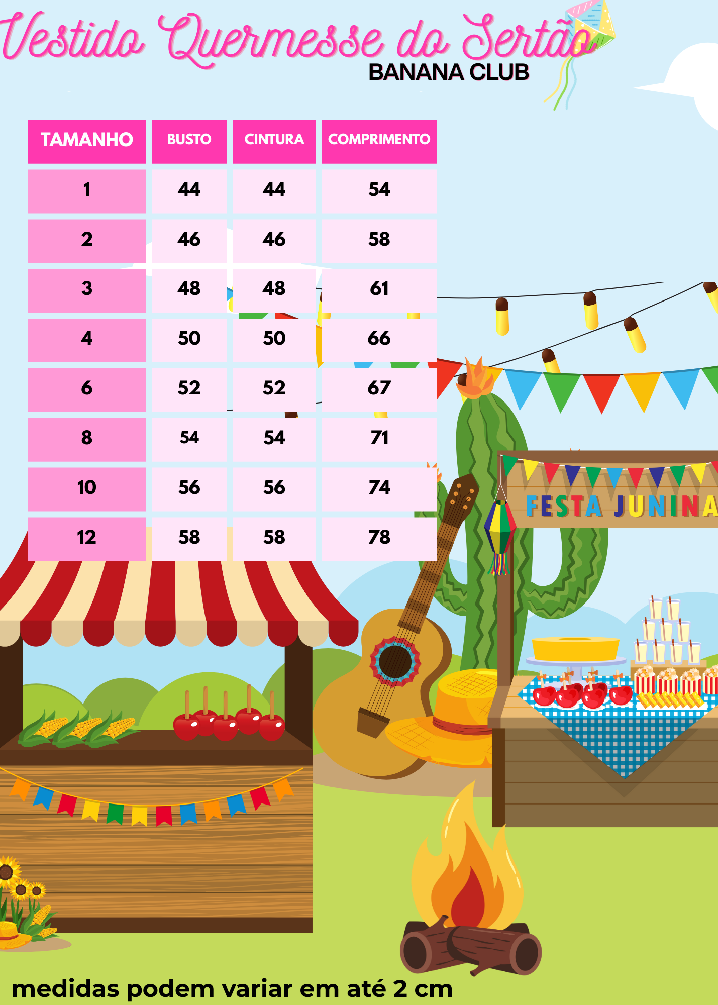 Vestido Junino Banana Club Luxo Quermesse do Sertão Preto - Imagem 9