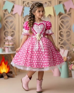 Vestido Marie Junino Luxo Ursinho do Sertão Pink