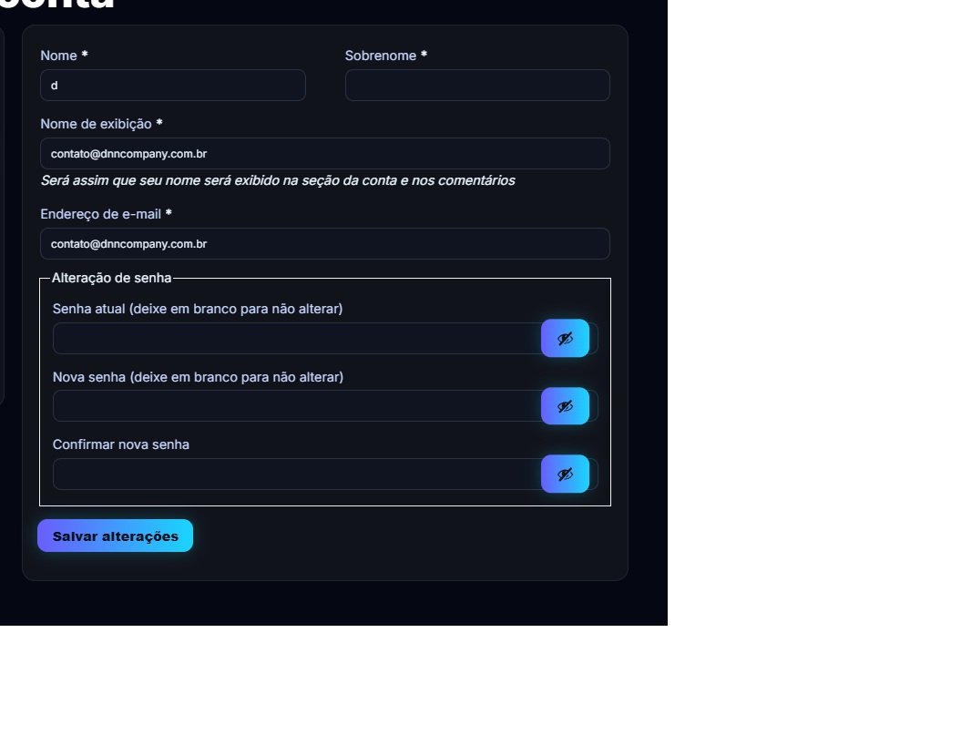 Tela de detalhes da conta no TucanDrop