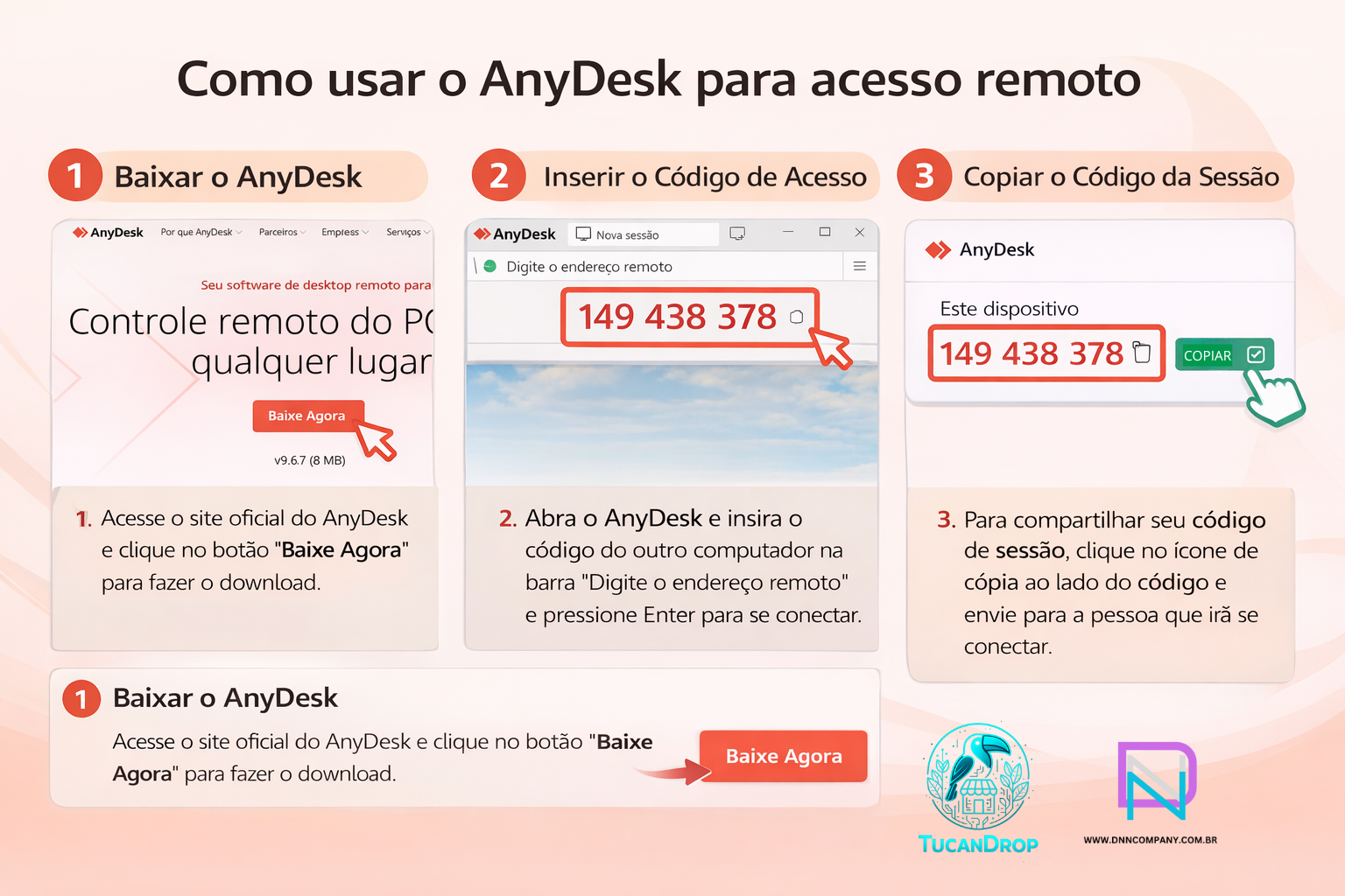 Tutorial AnyDesk: baixar, inserir código e copiar código