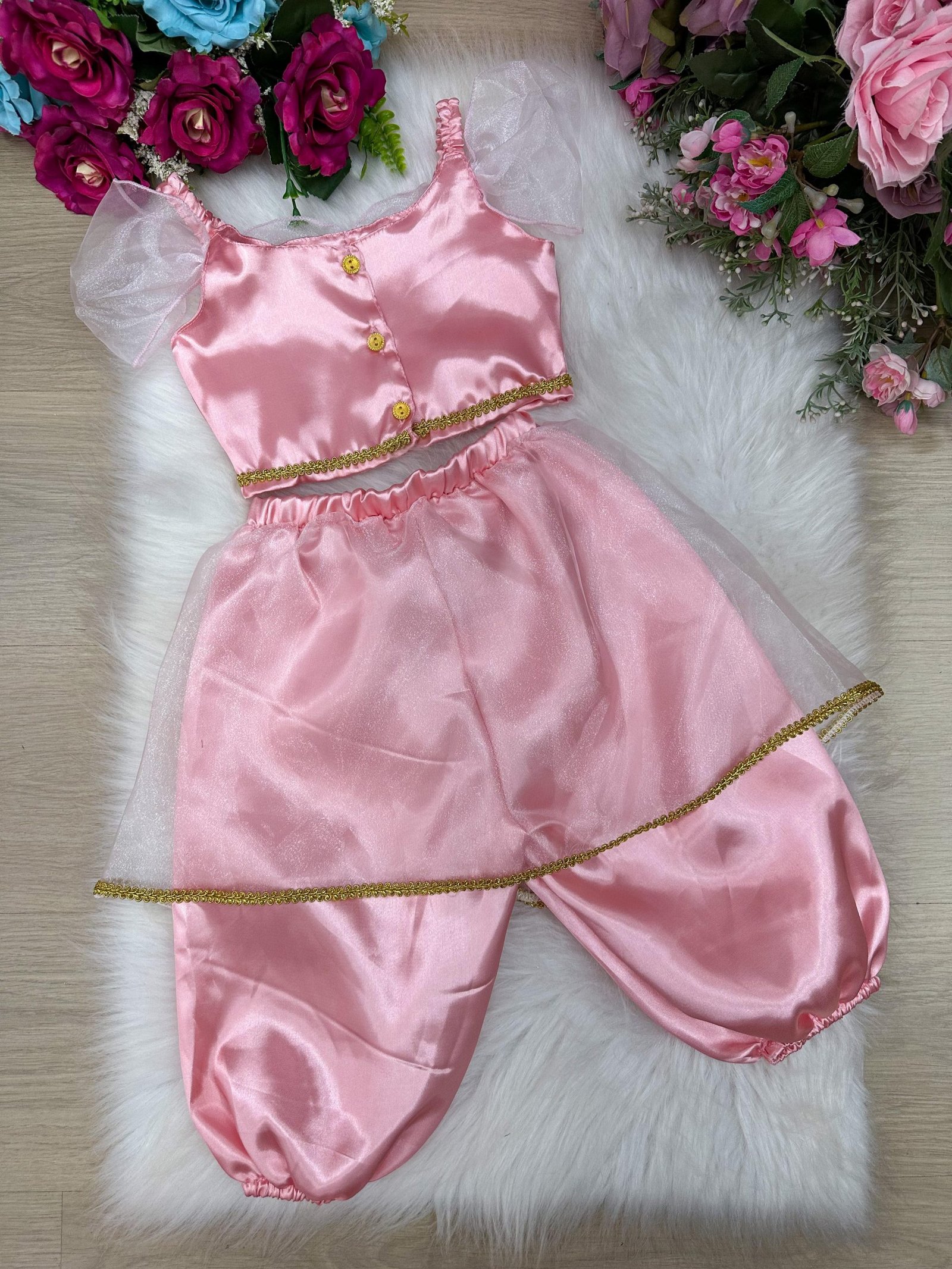 Fantasia Princesa Belli Princesa Jasmine Rosa - Imagem 2