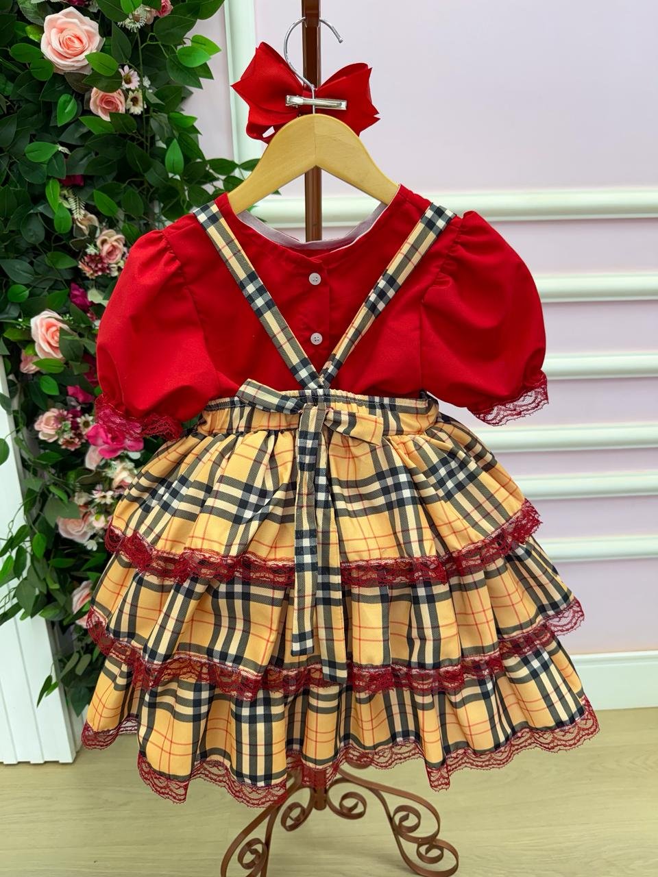 Conjunto Junino Banana Club Luxo Camisa Vermelha Caipira - Imagem 9