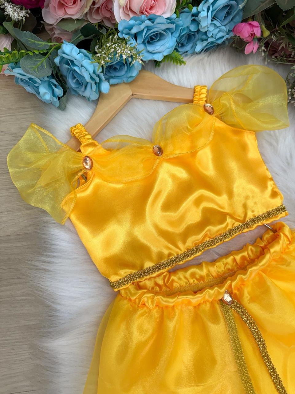 Fantasia Princesa Belli Princesa Jasmine Amarela Modelo 2 - Imagem 4