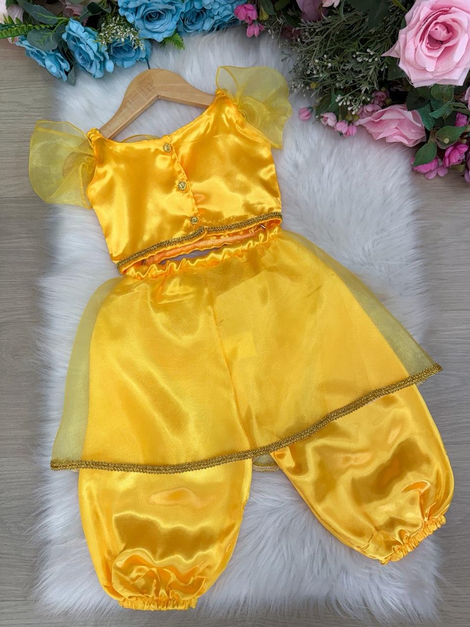 Fantasia Princesa Belli Princesa Jasmine Amarela Modelo 2 - Imagem 5