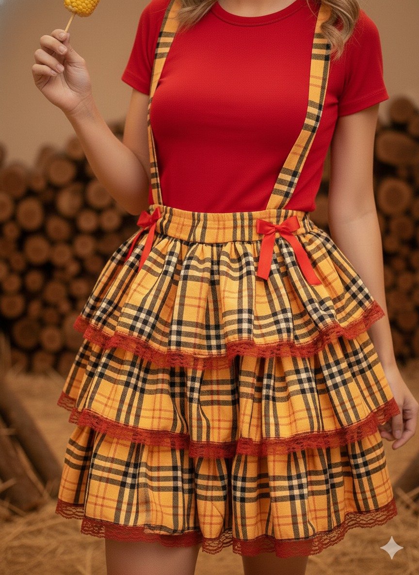 Salopete - Saia Adulto Junino Banana Club Luxo Encanto Caipira - Imagem 3