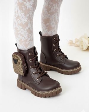 Bota/Coturno Nilqi Malu Bolsinha Cano Baixo Marrom-Café