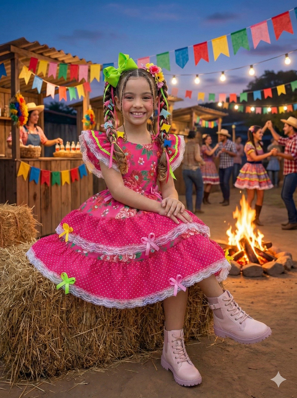 Vestido Junino Banana Club Quermesse do Balance Pink - Imagem 2