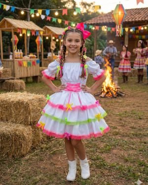 Vestido Junino Banana Club Luxo Noivinha do Sertão