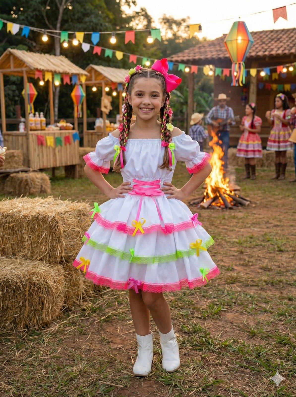 Vestido Junino Banana Club Luxo Noivinha do Sertão