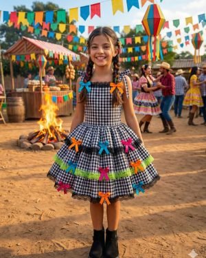 Vestido Banana Club Luxo Arraia do Chamego Preto