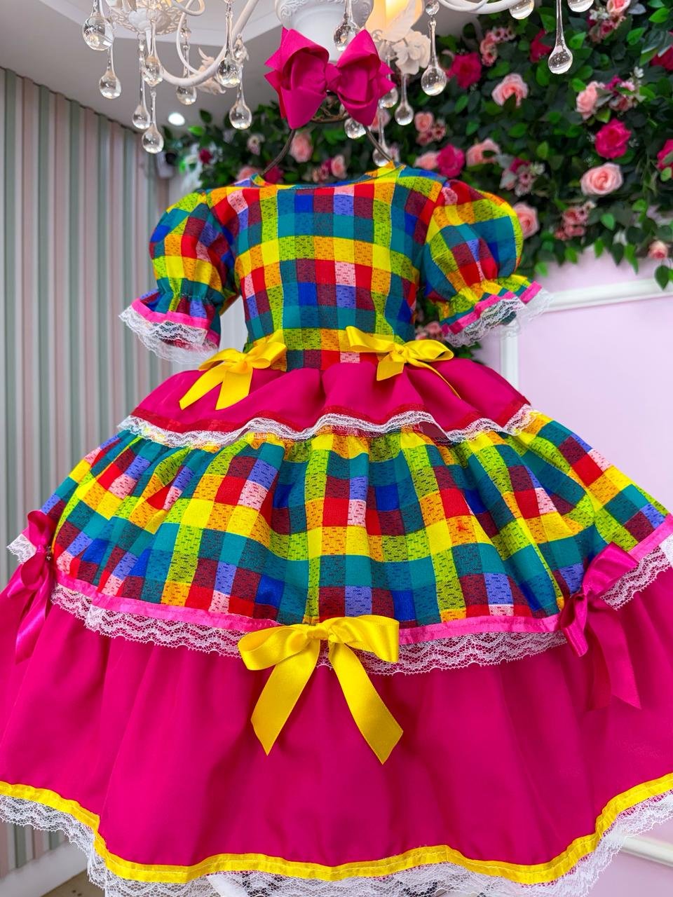 Vestido Junino Mimadine Luxo Priscila Pink - Imagem 5