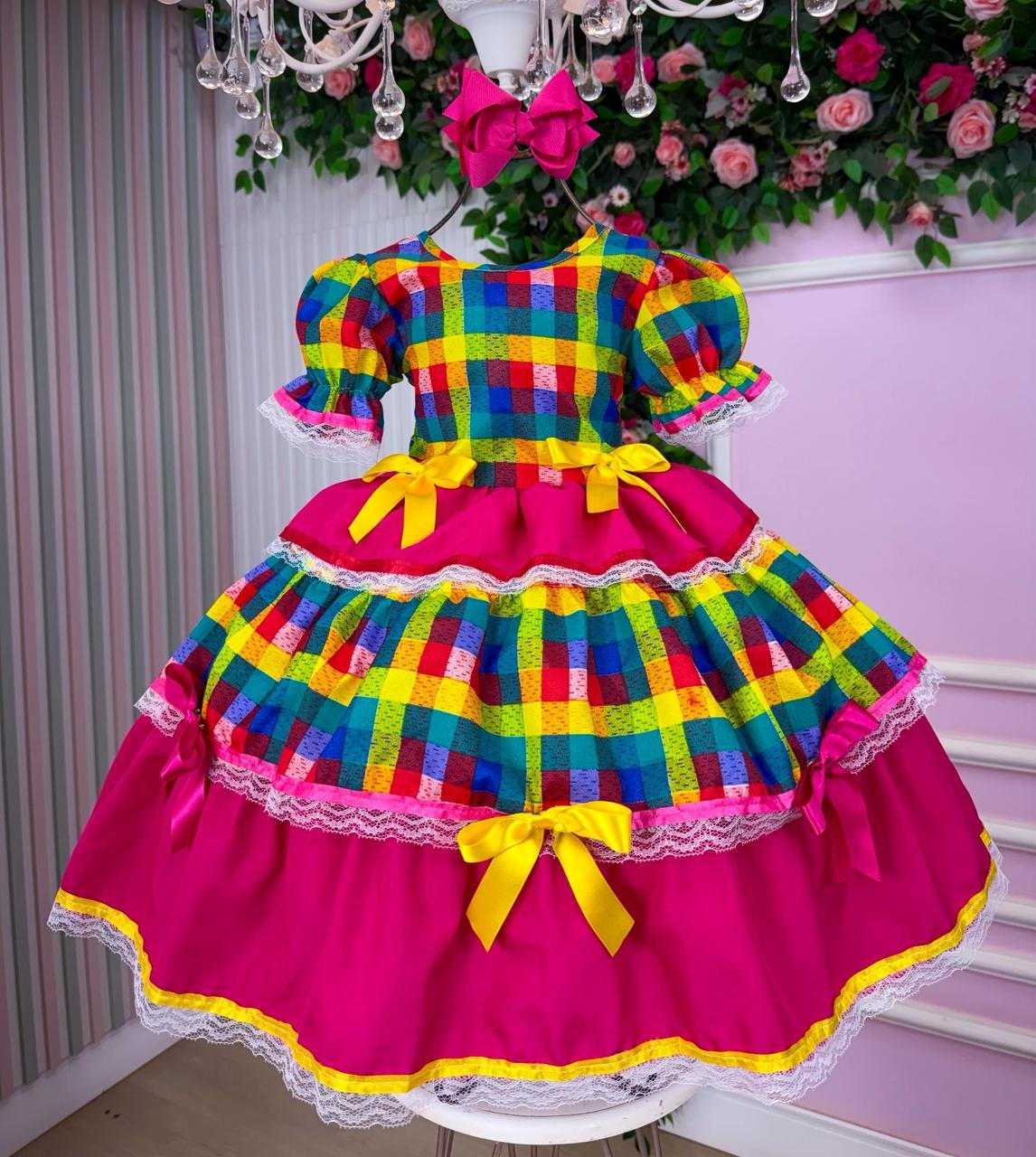 Vestido Junino Mimadine Luxo Priscila Pink - Imagem 4