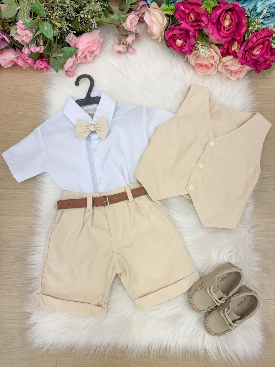 Conjunto Social Miss Cherry Leandro Colete Palha - Bege - Imagem 5