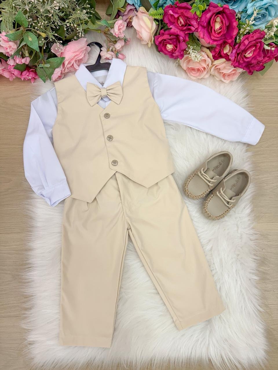 Conjunto Miss Cherry Social Colete Palha - Bege - Imagem 2