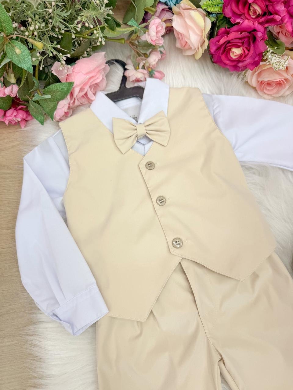 Conjunto Miss Cherry Social Colete Palha - Bege - Imagem 4