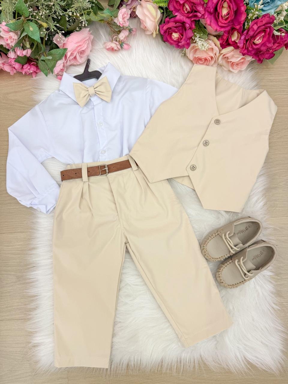 Conjunto Miss Cherry Social Colete Palha - Bege - Imagem 5