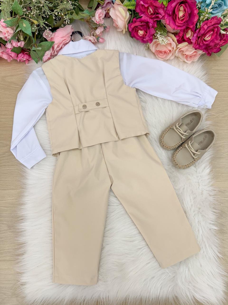 Conjunto Miss Cherry Social Colete Palha - Bege - Imagem 6