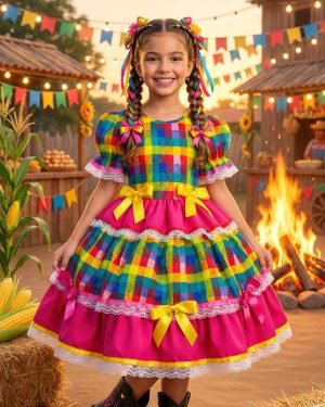 Vestido Junino Mimadine Luxo Priscila Pink