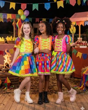 Conjunto Junino Banana Club Luxo Manu Neon