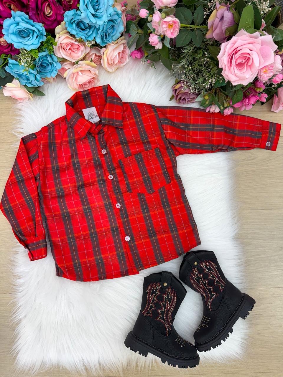 Camisa Xadrez Junina Noah Vermelho - Imagem 2