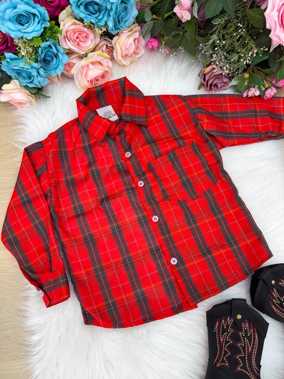 Camisa Xadrez Junina Noah Vermelho - Imagem 3