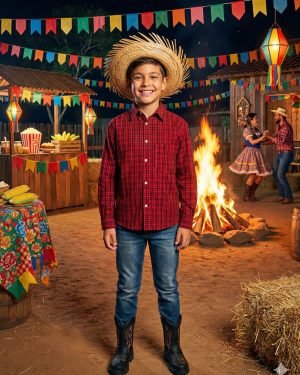 Camisa Xadrez Junina Bernardo Vermelho