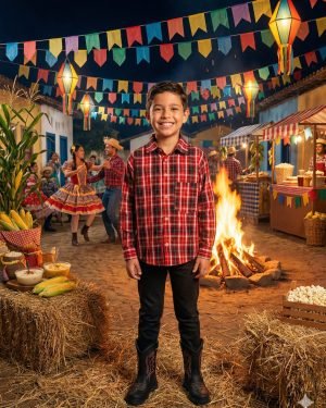 Camisa Xadrez Junina Jeremias Vermelha