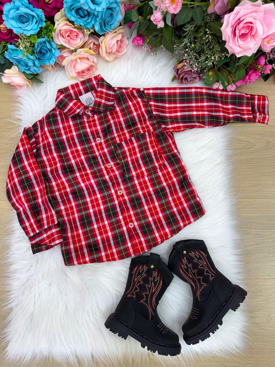 Camisa Xadrez Junina Jeremias Vermelha - Imagem 2