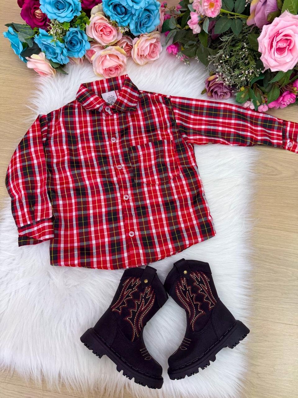 Camisa Xadrez Junina Jeremias Vermelha - Imagem 3
