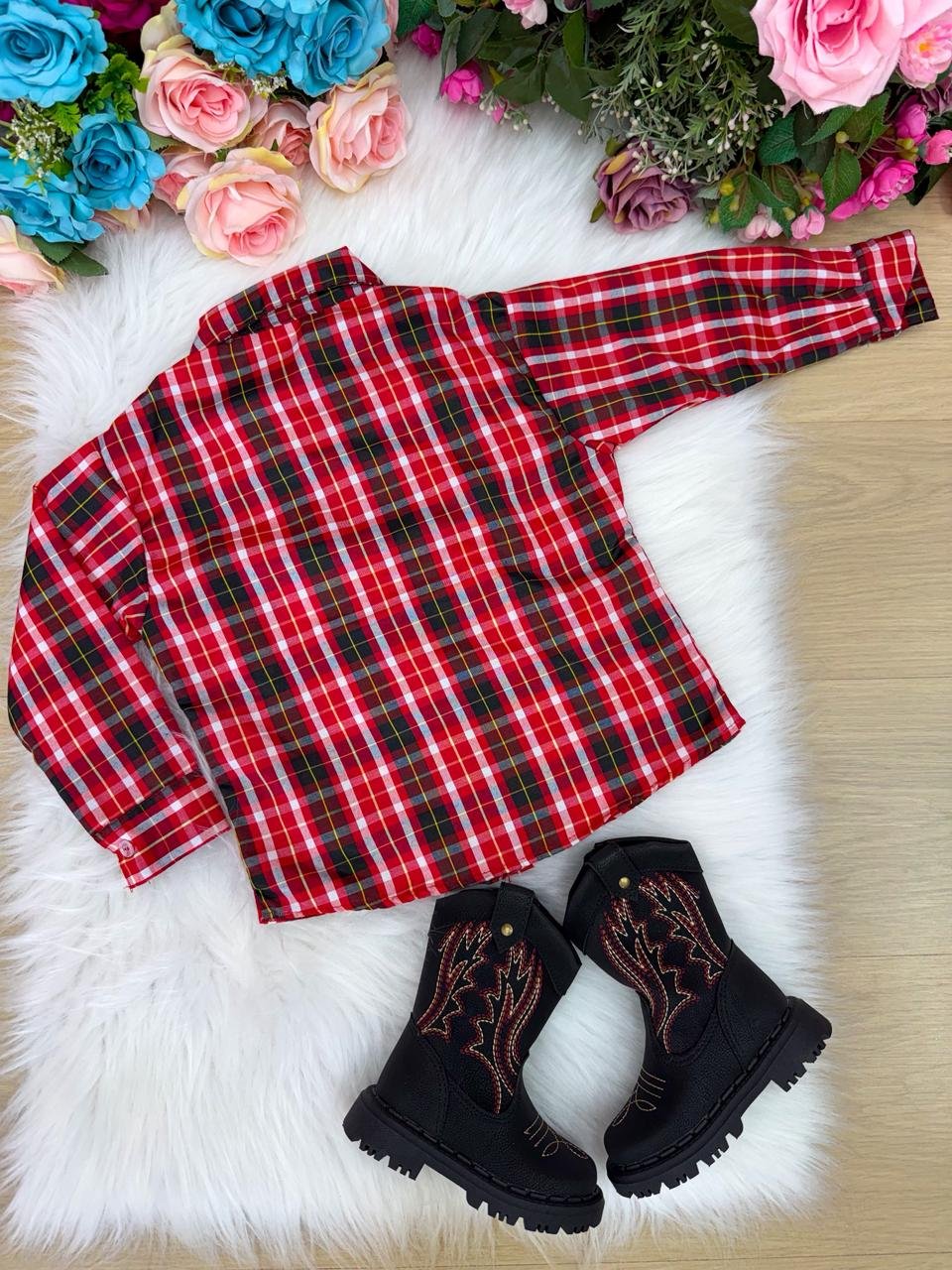 Camisa Xadrez Junina Jeremias Vermelha - Imagem 4