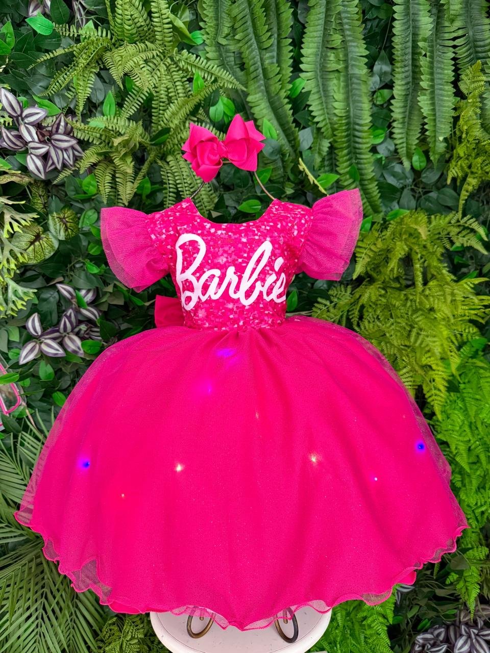 Vestido Ysa Kids Barbie Luxinho Pink Com led - Imagem 4
