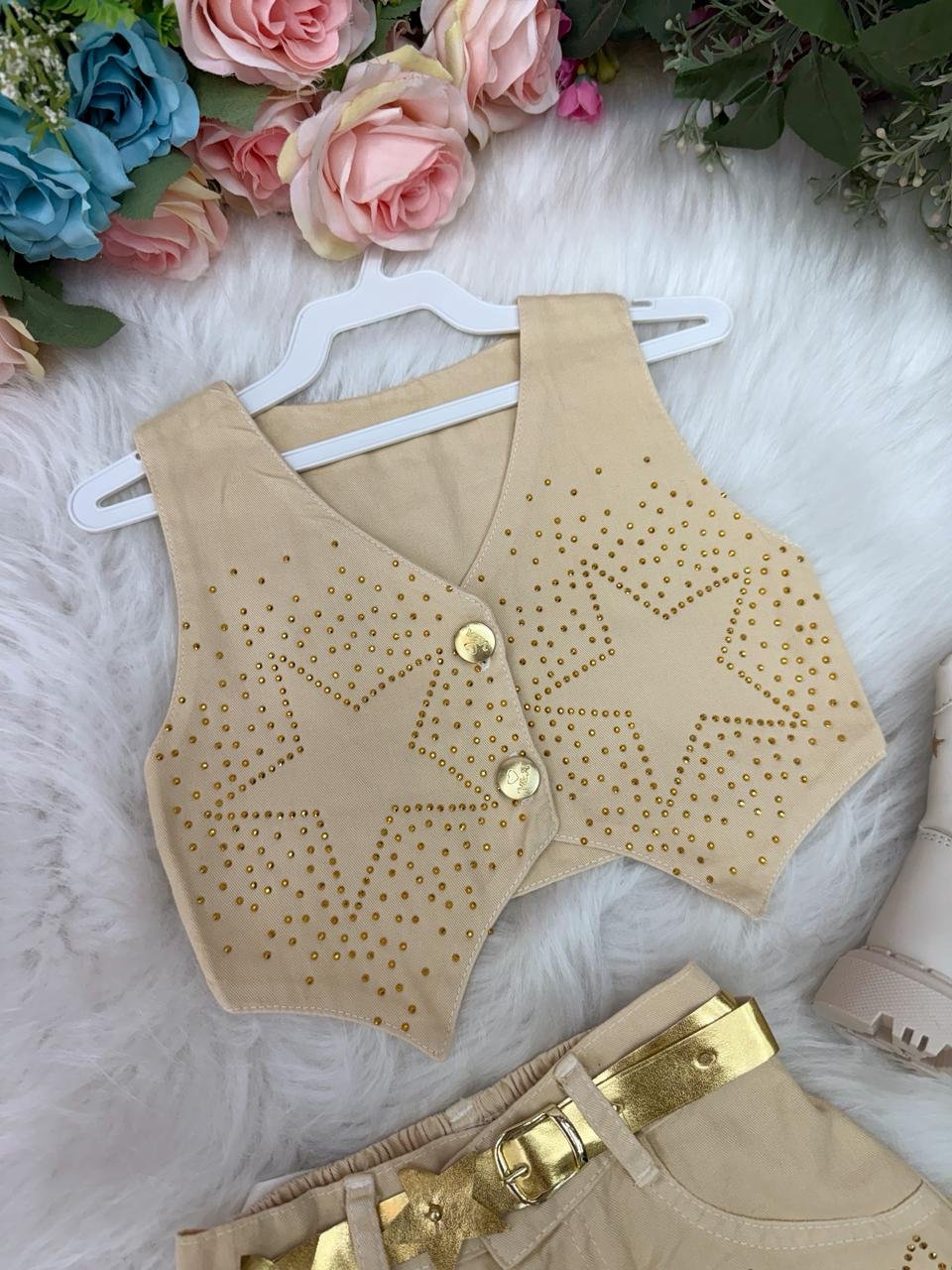 Conjunto Blogueirinha Boiadeira Estrelada Dourado - Imagem 6