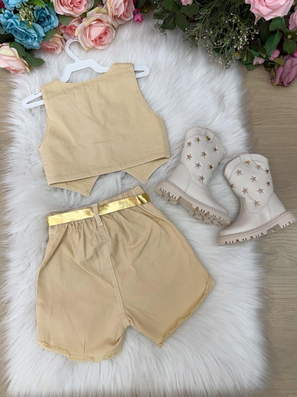 Conjunto Blogueirinha Boiadeira Estrelada Dourado - Imagem 8