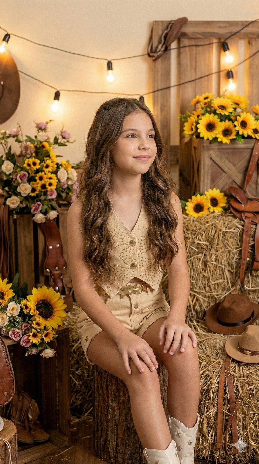 Conjunto Blogueirinha Boiadeira Estrelada Dourado - Imagem 3