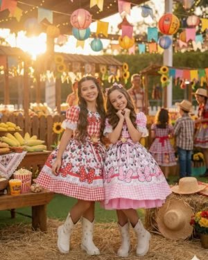 Vestido Junino Tematico Luxo Minnie