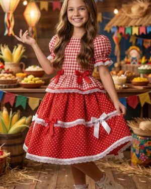 Vestido Junino Mimadine Luxo Stefanny Vermelho