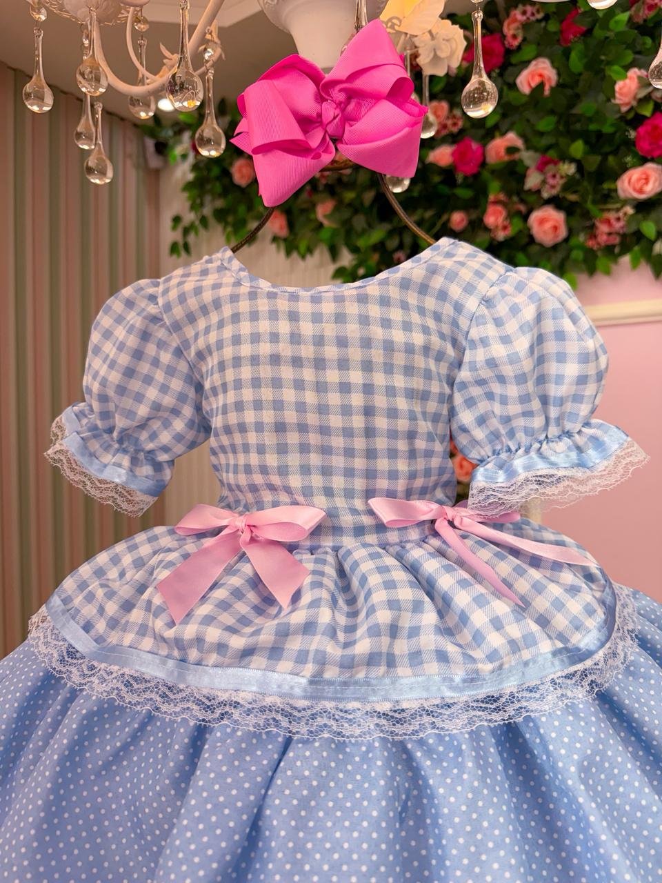 Vestido Junino Mimadine Luxo Stefanny Azul Bebe - Imagem 6