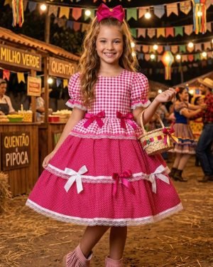 Vestido Junino Mimadine Luxo Stefanny Pink