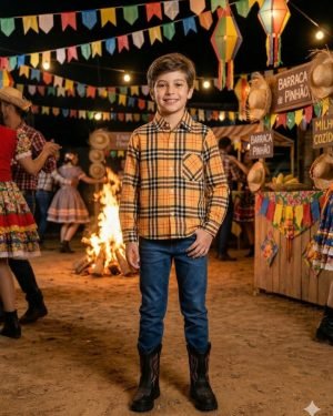 Camisa Junino Banana Club Luxo Encanto Caipira