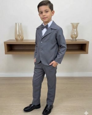 Conjunto Social Miss Cherry Jorge Terno Cinza Grafite