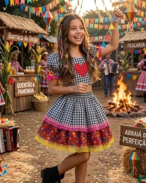 Conjunto Junino Banana Club Luxo Luana Preto