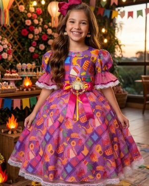 Vestido Marie Junino Luxo Luz da Fogueira