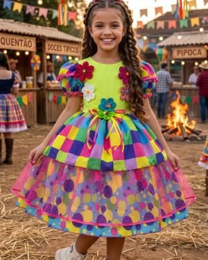 Vestido Marie Junino Luxo Arraia da Aquarela