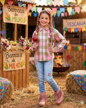 Camisa Flanelada Xadrez Junina Taylor Rosa