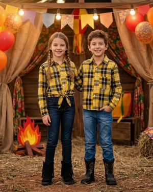 Camisa Flanelada Xadrez Junina Rian Amarelo