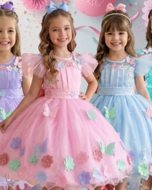 Vestido Marie Jardim Encantado Isis Luxinho + Saiote