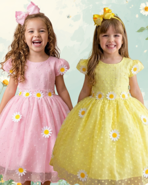 Vestido Marie Jardim Encantado Margaridas + Saiote