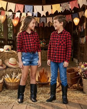 Camisa Flanelada Xadrez Junina Jason Vermelho