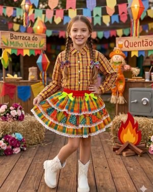 Saia Mini Miss Junino Estrela do Sertão Laranja