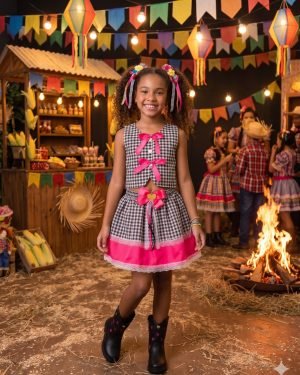 Conjunto Blogueirinha Junino Arraia da Alegria Preto